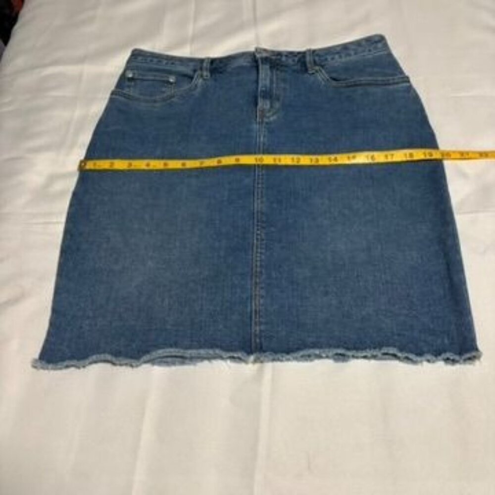 J.McLaughlin Denim Skirt Size 10 Raw Hem Blue Womens Casual Cotton Blend - Picture 4 of 9